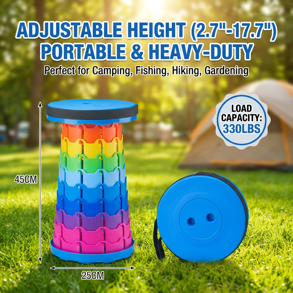 Lot de 2 tabourets pliants escamotables, portables et légers, capacité de 180 kg - Siège rétractable pour camping, pêche, randonnée, cuisine, barbecue, intérieur et extérieur