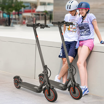 Trottinette électrique pliable pour adulte, moteur 350 W - pneus de 8,5 pouces, autonomie jusqu'à 34 km (21 miles), 3 modes de vitesse, écran LED, phare avant, batterie au lithium haute capacité - Noir (autonomie de 30 ou 34 km)