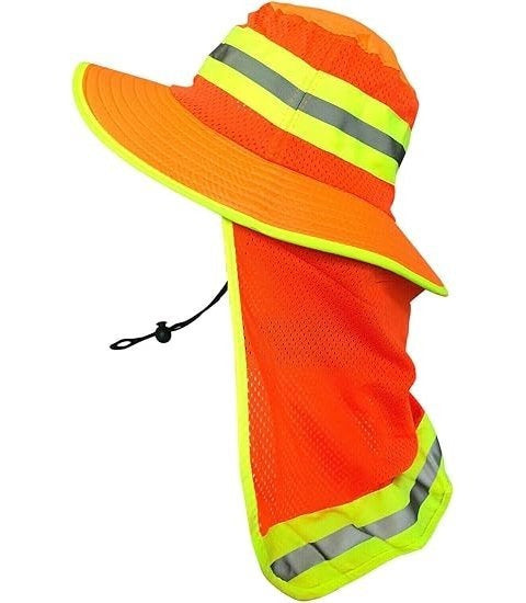 Chapeau de soleil réfléchissant haute visibilité pour homme avec protège-nuque – Bob à large bord, protection UV UPF, maille respirante à séchage rapide, chapeau pour la pêche, la randonnée et le camping en plein air