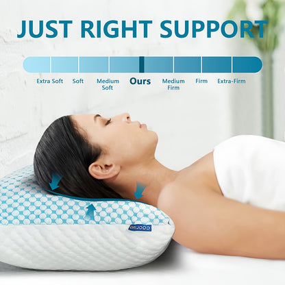Lot de 2 oreillers rafraîchissants format King – Qualité hôtelière, ne s'affaissent pas, garnissage en mousse à mémoire de forme et alternative au duvet, housse en polyester et viscose, lavables en machine, pour dormeurs sur le côté, le dos ou le ventre