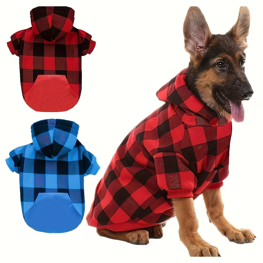 Sweat-shirt à capuche à carreaux pour animaux – Pull à capuche confortable pour petits et grands chiens et chats, tailles XS à 5XL, pull doux et chaud pour l'automne et l'hiver, cadeau adorable et assorti pour les amoureux des animaux