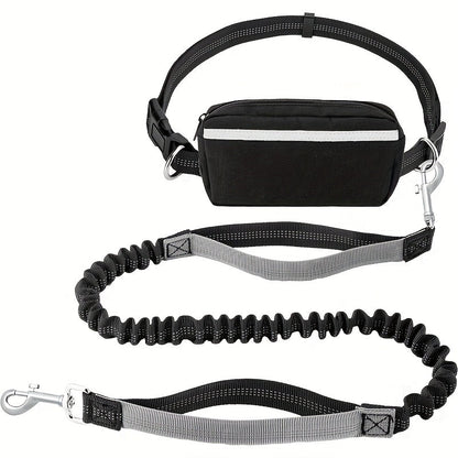 Sac banane 2-en-1 pour promenade de chien avec porte-laisse intégré – Sacoche multifonction réglable mains libres pour friandises, téléphone et essentiels, taille unique, 9 couleurs
