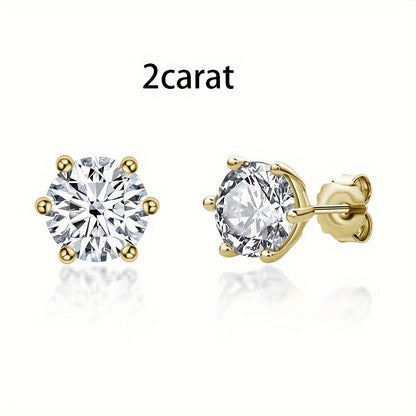 Moissanite Stud Earrings for Women S925 Sterling Silver – 0.5CT 1CT 2CT 3CT Vintage Style Diamond Alternative Earrings in Gold Silver Elegant Jewelry Gift