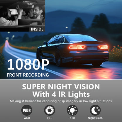 Dash Cam S2N 1080P HD double caméra avant et arrière avec ADAS, vision nocturne, capteur G, enregistrement en boucle, mode parking 24h, grand angle 170°, écran IPS 2", enregistreur vidéo pour voiture, carte SD non incluse