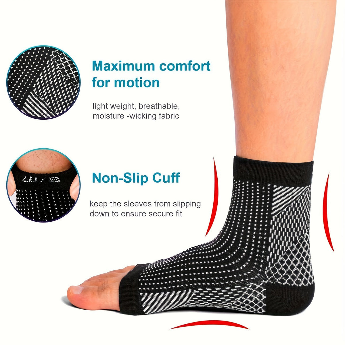 3 paires de chaussettes de compression à bout ouvert pour hommes et femmes, chevillères respirantes pour la course, la randonnée, le cyclisme et le quotidien, S-XL