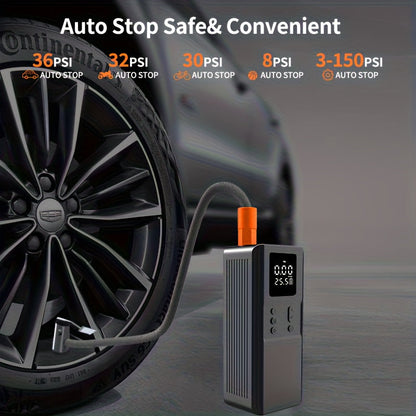 Compresseur d'air portable pour pneus de voiture, vélo, moto et ballons, manomètre numérique, arrêt automatique, versions USB et allume-cigare disponibles