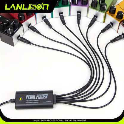 Alimentation isolée à 8 ports pour pédales de guitare avec recharge USB – Sorties CC 9V, 12V, 18V sans bruit pour pédales d'effet et accessoires, compatible avec la plupart des pedalboards