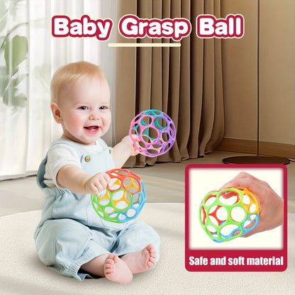 Balle de préhension pour bébé, ensemble de 4 couleurs, design souple ajouré, jouet de préhension pour nourrissons, balle sensorielle pour exercer la souplesse de bébé, jouet de développement de la motricité fine, cadeau pour nourrissons et tout-petits