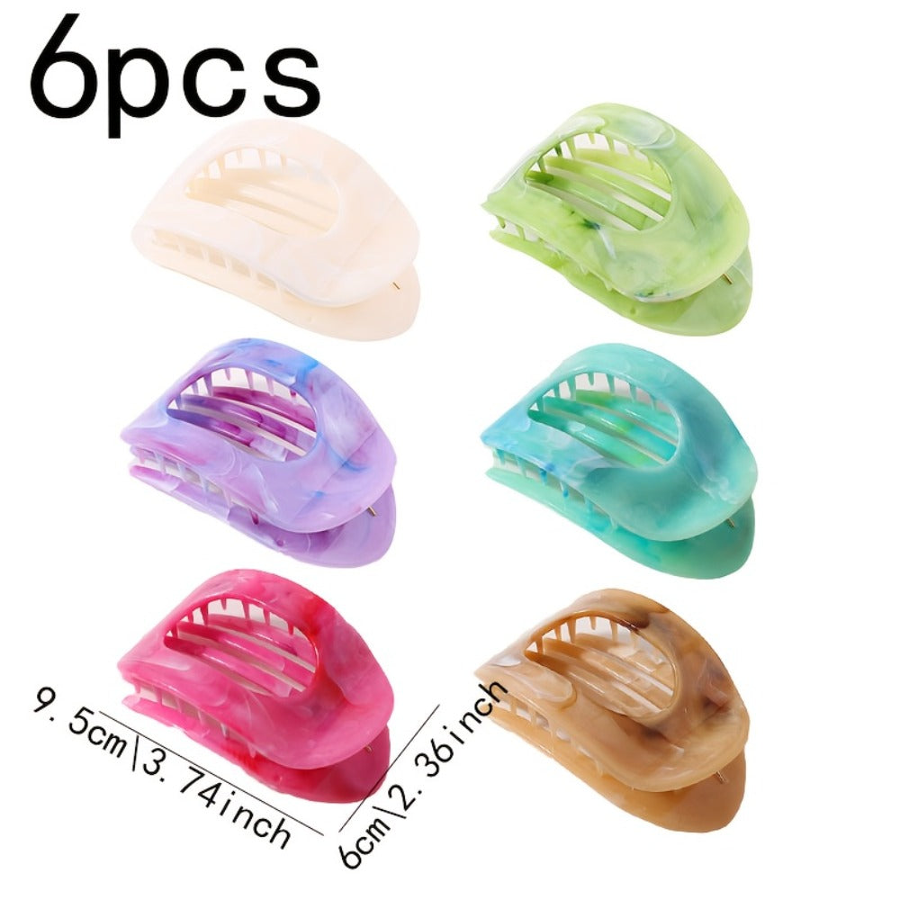 Lot de 5/6 pinces à cheveux requin surdimensionnées – Pinces plates extra-larges antidérapantes pour cheveux épais, plage, fête et usage quotidien, couleurs vives