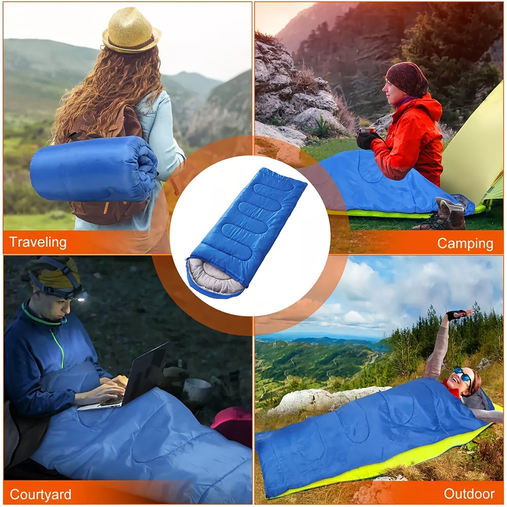 Sac de couchage 4 saisons léger pour temps froid -17 à -7°C – Forme enveloppe avec capuche réglable pour le camping, la randonnée, le trekking, l'alpinisme et les voyages en hiver