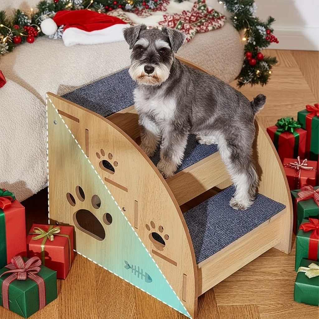 Escalier antidérapant pour chien et chat pour lit et canapé - Escaliers pour animaux à 3 ou 5 marches avec rampes de sécurité et design en pente, 38 cm de hauteur pour petits chiens, chats et animaux âgés, escalier léger et portable