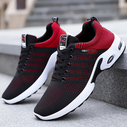Baskets de sport à coussin d'air pour hommes – Chaussures décontractées à lacets respirantes avec semelle antidérapante, noir et blanc ou noir et bleu, pointures US 6,5–11,5, style urbain sportif