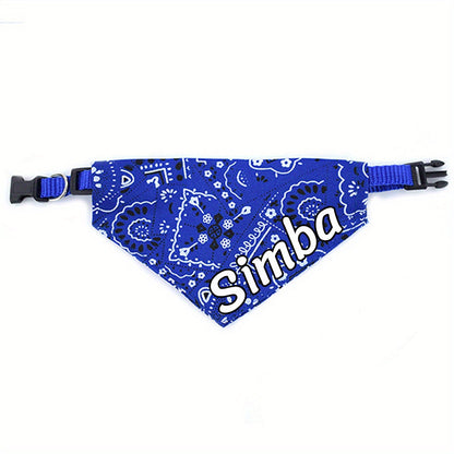 Bandana pour chien personnalisé avec fermeture à pression - Collier bavoir ajustable en polyester doux pour petits, moyens et grands chiens, tailles S M L, 4 couleurs (noir, rouge, bleu, rose), cadeau de vacances