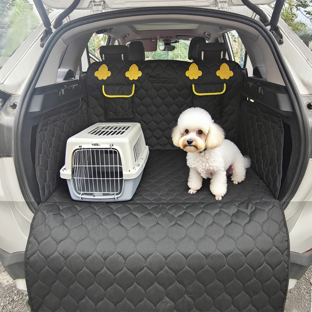 Housse de protection ajustable pour coffre de SUV avec poches de rangement – Protection de coffre en tissu tricoté durable pour voitures et SUV, tapis imperméable pour animaux, 169 x 185 cm