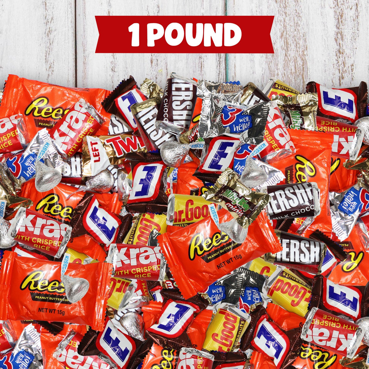 Assortiment de chocolats, sachet en vrac de 450 g – Variété de chocolats au lait, beurre de cacahuète et caramel emballés individuellement, idéal pour les fêtes d'Halloween, les vacances et le grignotage au quotidien
