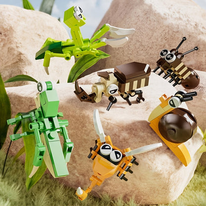 Ensemble de 12 mini jeux de construction d'animaux et d'insectes pour enfants - Briques emboîtables à petites particules avec modèles d'animaux à assembler soi-même, jouet de construction STIM, cadeau d'anniversaire et activité de classe