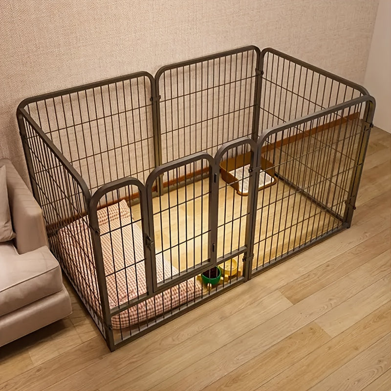 Enclos pour chien d’intérieur en acier inoxydable – Parc pour animaux multifonction avec zones de repos, de jeu et d’apprentissage de la propreté pour petits et moyens chiens, pré-assemblé pour une installation facile, noir ou blanc