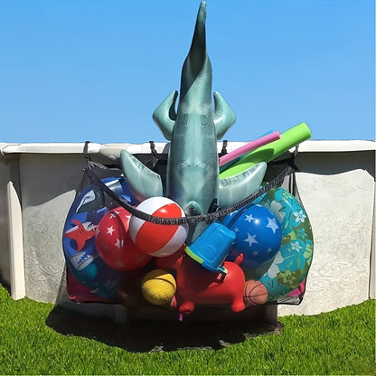 Grand sac de rangement pour piscine en filet avec cordon de serrage, 152 cm – Organisateur en filet robuste pour flotteurs gonflables, bouées, jouets de plage et accessoires de piscine, sac de transport imperméable et respirant