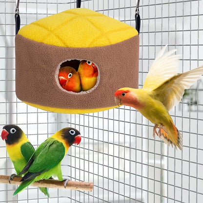 Cabane douillette d'hiver pour cage à oiseaux - Nid suspendu chaud et confortable pour perroquets, perruches, calopsittes et inséparables - Hamac en peluche douce pour cage à oiseaux