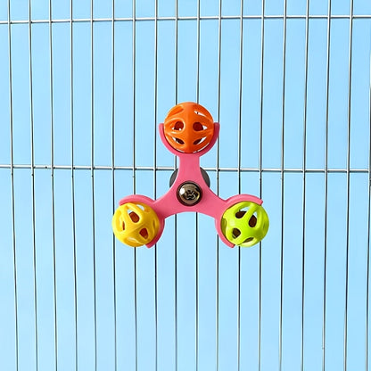 Jouet clochette rotatif pour perroquet, puzzle pivotant à 360 degrés, accessoire de cage anti-ennui pour perruches, calopsittes, conures, inséparables, bleu, vert, jaune, orange, rose