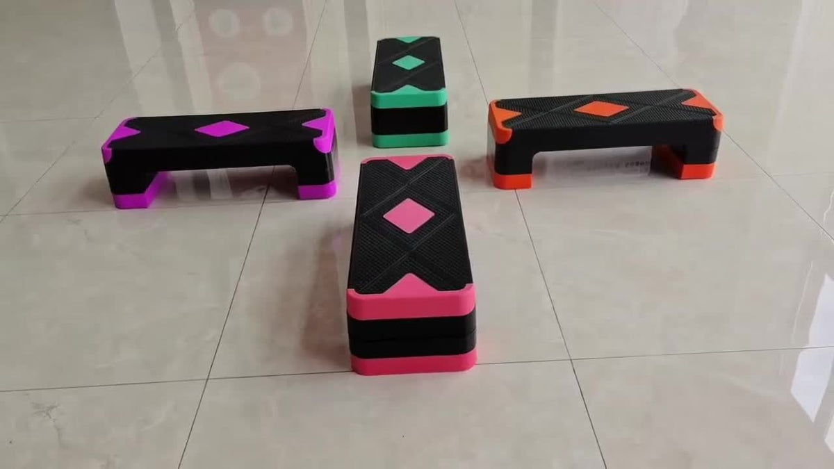 Plateforme de step aérobic réglable – 3 niveaux de hauteur (10/15/20 cm), stepper antidérapant pour entraînement cardio à domicile, planche d'exercice de step aérobic (6 couleurs)
