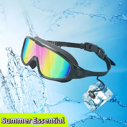 Lot de 2 lunettes de natation antibuée avec bouchons d'oreilles, pince-nez et sac étanche – Lunettes de natation avec protection UV pour hommes, femmes et adolescents, kit d'accessoires pour piscine extérieure et sports nautiques