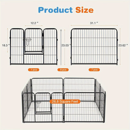 Parc pour chien 8 ou 16 panneaux, enclos d'exercice pour animaux de 61/81/102 cm de hauteur – Clôture pliable pour intérieur et extérieur pour chiens de grande, moyenne et petite taille et chiots