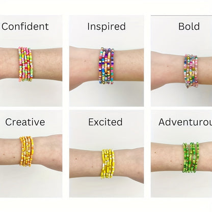 Lot de 60 bracelets en perles colorées – Couleurs assorties, bracelets extensibles style bohème empilables pour femmes et filles, accessoires de bijoux pour fêtes de vacances à la plage