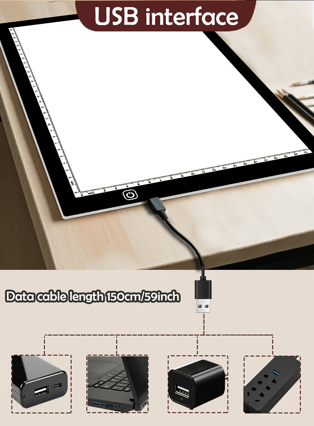 Tablette lumineuse LED A2 A3 A4 à luminosité réglable, double bande LED, table lumineuse pour diamond painting, croquis, dessin et art