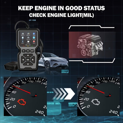 Outil de diagnostic OBD2, lecteur de codes défaut moteur universel avec fonction de réinitialisation, modes 6 & 8, test de préparation I/M – Compatible avec toutes les voitures, camions et SUV OBDII depuis 1996 – Gris