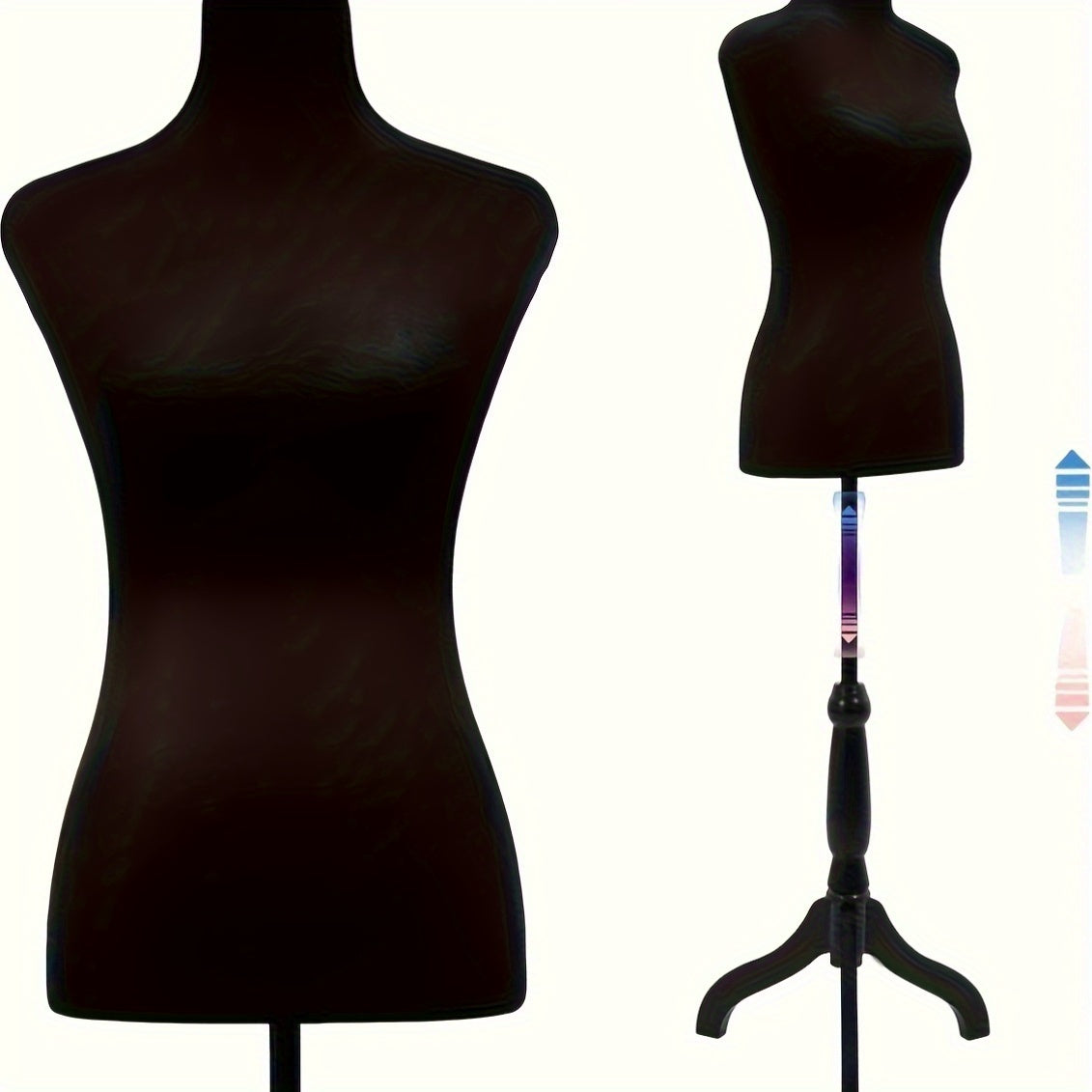 Mannequin de couture avec pied tripode, hauteur réglable de 127 à 160 cm, buste féminin portable pour couture, présentation de vêtements, stylisme et photographie – 4 couleurs disponibles