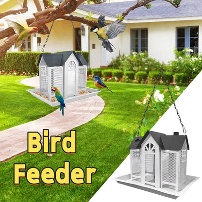 Mangeoire à oiseaux sauvage résistante aux écureuils pour extérieur – Mangeoire suspendue à grande capacité en maille métallique à 3 compartiments, résistante aux intempéries, pour cardinaux, pinsons et oiseaux de jardin, plusieurs couleurs