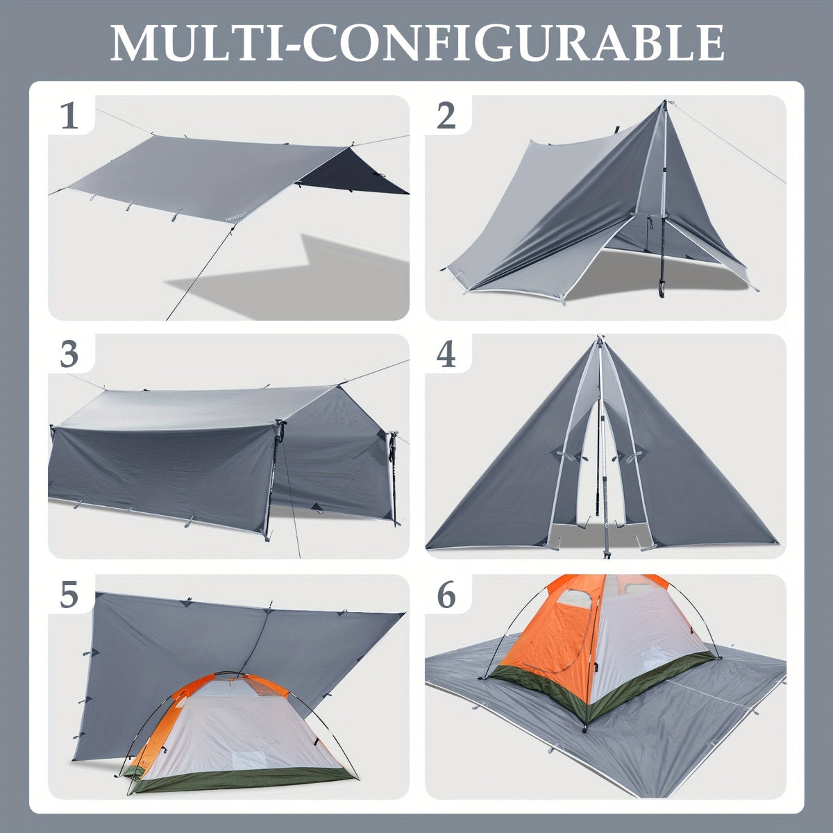 Toile de tente de camping avec protection UV et support en alliage – Abri pliable et portable pour 4 personnes pour randonnée, camping, jardin et survie en plein air | Auvent de camping toutes saisons