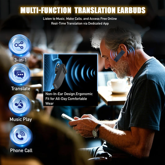 Écouteur traducteur de langues IA PEIKO PK-10 – Traduction vocale en temps réel en 136 langues en ligne et 11 langues hors ligne, écouteur unique avec prise en charge de la musique et des appels, appareil de traduction pour les voyages