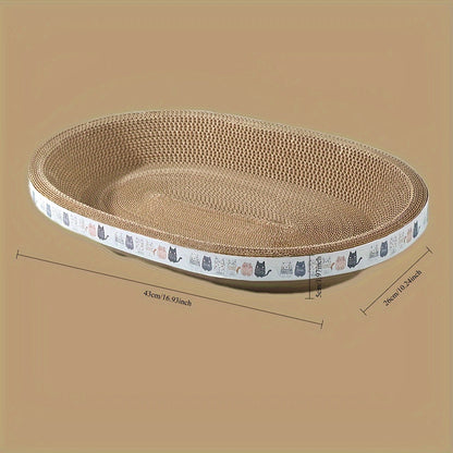 Salon griffoir ovale pour chat, carton ondulé durable, tapis à griffer, lit douillet pour chat pour faire ses griffes, se détendre et jouer, mobilier pour chats et chatons d'intérieur