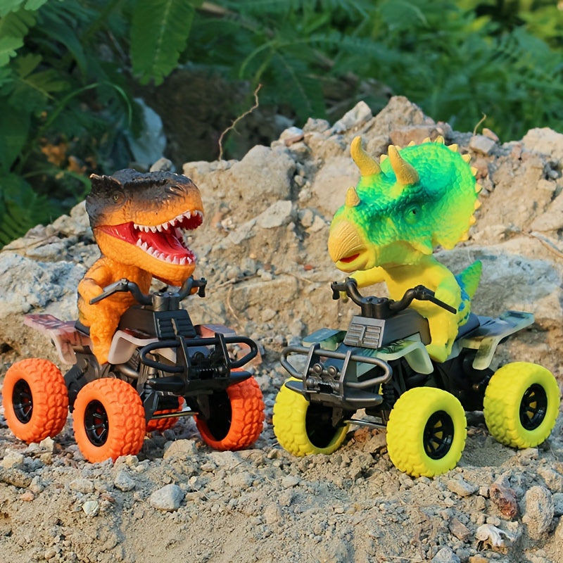 Voiture dinosaure à inertie, véhicule tout-terrain T-Rex et Tricératops pour enfants – Camion dinosaure à friction en plastique durable – Jouet d'imagination pour tout-petits et garçons de 3 ans et plus – Noir, vert, orange