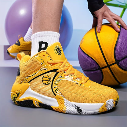 Chaussures de basket-ball montantes pour hommes, semelle en caoutchouc antidérapante, baskets à lacets respirantes pour hommes, chaussures de sport durables pour la course, 3 couleurs, tailles US 6,5-13,5, soutien de la cheville avec amorti