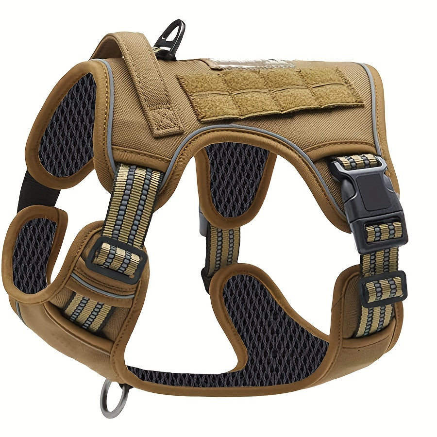 Harnais réfléchissant anti-traction pour chien avec poignée de contrôle – Gilet tactique militaire pour chiens d'assistance et d'entraînement, tailles S-XL, polyester durable, coupe ajustable pour chiens moyens et grands