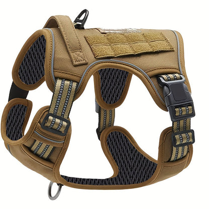 Harnais tactique anti-traction pour chien avec poignée de contrôle - Gilet durable avec sangles réfléchissantes pour grands chiens, idéal pour le dressage, le travail et les chiens d'assistance