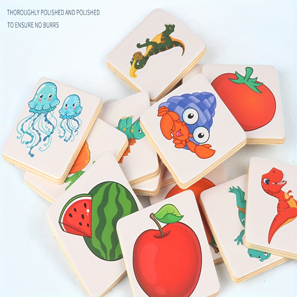 Jeu éducatif Montessori de correspondance d'ombres et de différences : blocs de puzzle en bois pour l'entraînement cérébral, jouet STEM pour le développement cognitif des enfants de 3 ans et plus, cadeau pour filles et garçons