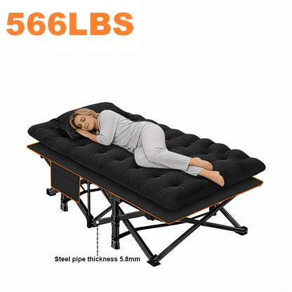 Lit d'appoint pliant robuste et lit de camp – Capacité de 256/347 kg, options de 170 cm/200 cm, matelas en option, lit de voyage portable pour adultes pour le camping, la terrasse et les invités