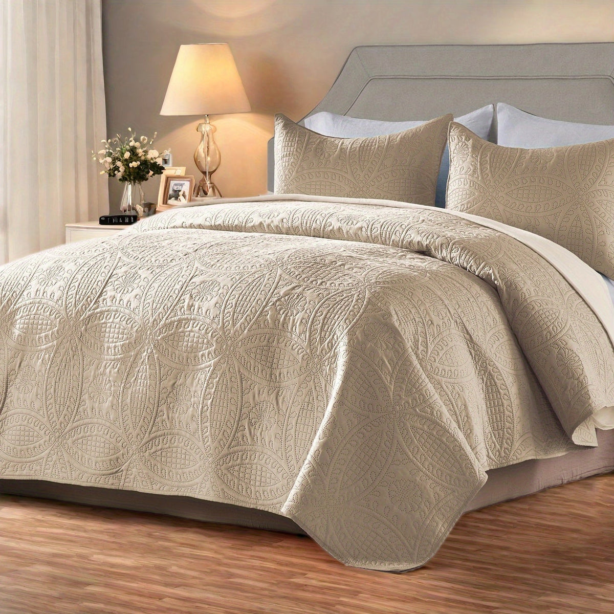 Ensemble de courtepointe d'été rafraîchissante 2-3 pièces, couvre-lit en microfibre légère et respirante – Couvre-lit au motif de pièces moderne, format simple, grand ou très grand, toutes saisons, choix de couleurs, cadeau de vacances pour la famille