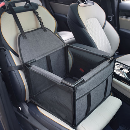 Panier de sécurité pour siège auto pour chiens petits et moyens - Siège rehausseur pour animaux de compagnie de haute qualité avec coussin doux, panier sécurisé pour chien en voiture, 7 couleurs : marron, gris, gris, cramoisi, bleu marine, bleu, rayé