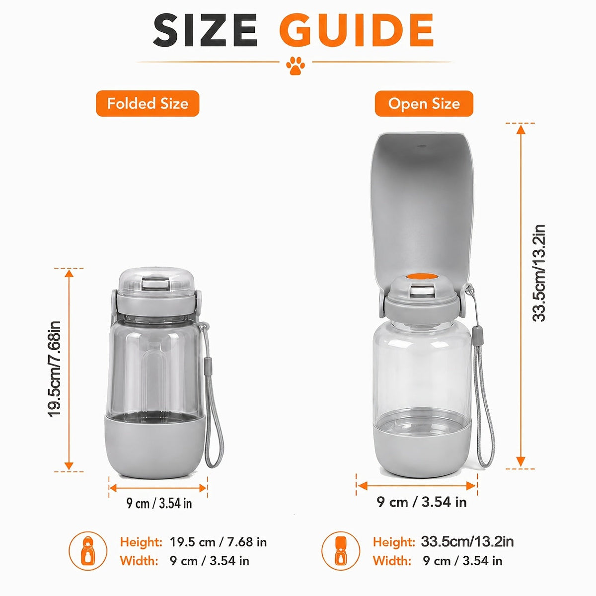 Gourde portable pour chien 2-en-1 avec écuelle - Distributeur d'eau anti-fuite de 520 ml pour animaux, grande capacité pour promenade, randonnée et camping
