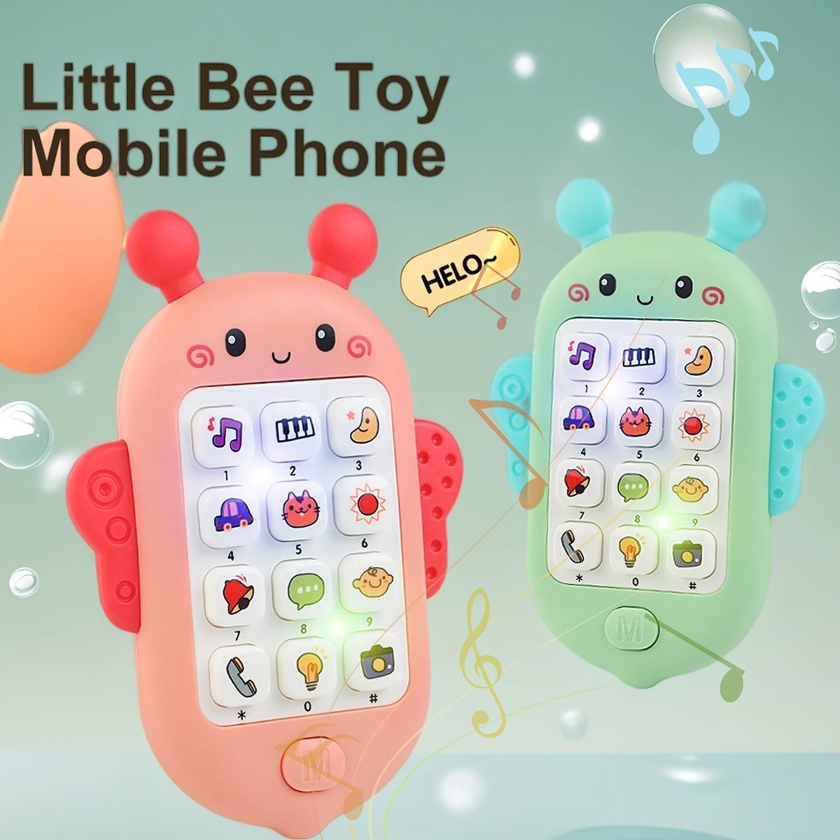 Jouet téléphone pour tout-petit avec lumières et chansons, jouet éducatif d'éveil sans pile, téléphone portable interactif pour bébés et enfants de 1 à 3 ans, cadeau idéal pour Noël, Halloween, Pâques ou un anniversaire