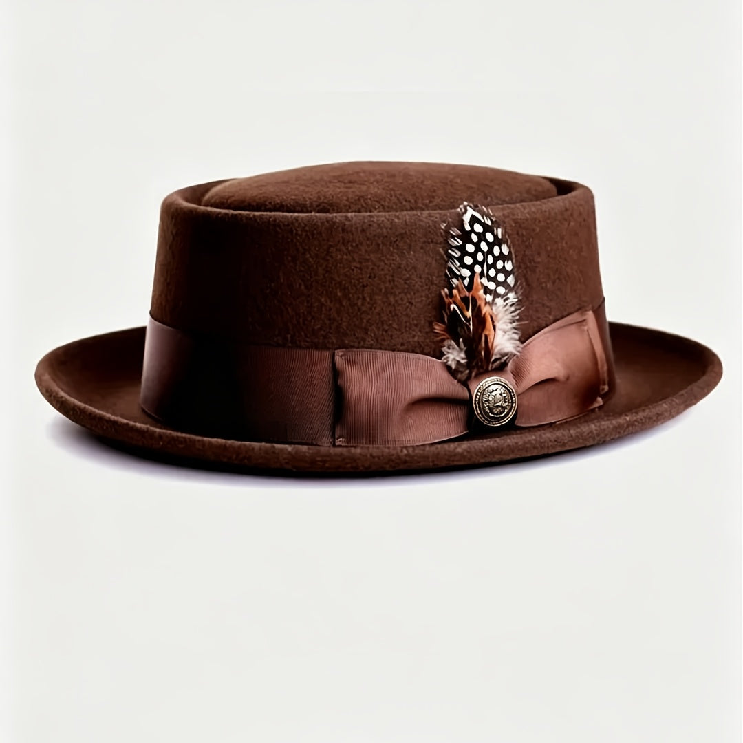 Chapeau pork pie ajustable en laine de qualité supérieure pour hommes et femmes – Style fedora unisexe léger, 5 coloris, idéal pour les fêtes, mariages, festivals, cadeaux de Noël et de Saint-Valentin