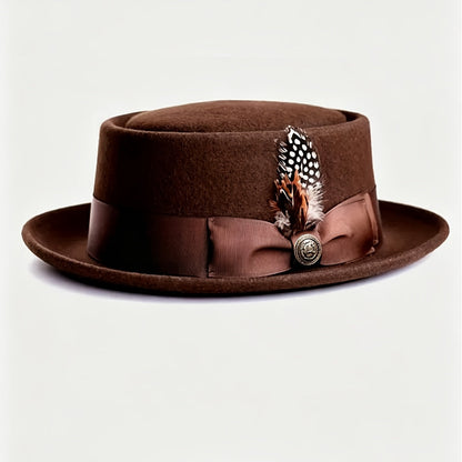 Chapeau pork pie ajustable en laine de qualité supérieure pour hommes et femmes – Style fedora unisexe léger, 5 coloris, idéal pour les fêtes, mariages, festivals, cadeaux de Noël et de Saint-Valentin