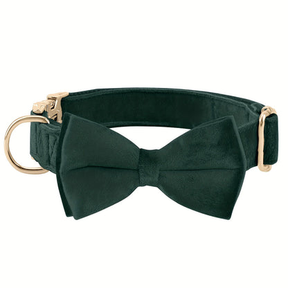 Collier avec nœud papillon pour chien en velours réglable avec boucle en métal - Collier avec nœud papillon mignon pour chiot, tailles S-XL pour chiens petits, moyens et grands, 12 couleurs, cadeau durable et élégant pour chien