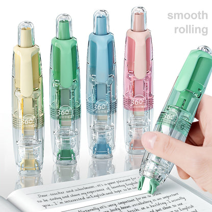 Ruban correcteur rétractable avec recharges – Correction d'erreurs instantanée et propre pour l'école, le bureau et la maison, 1 unité + 2 recharges ou lot de 4 + 8 recharges, ruban correcteur sec et lisse pour la rentrée scolaire