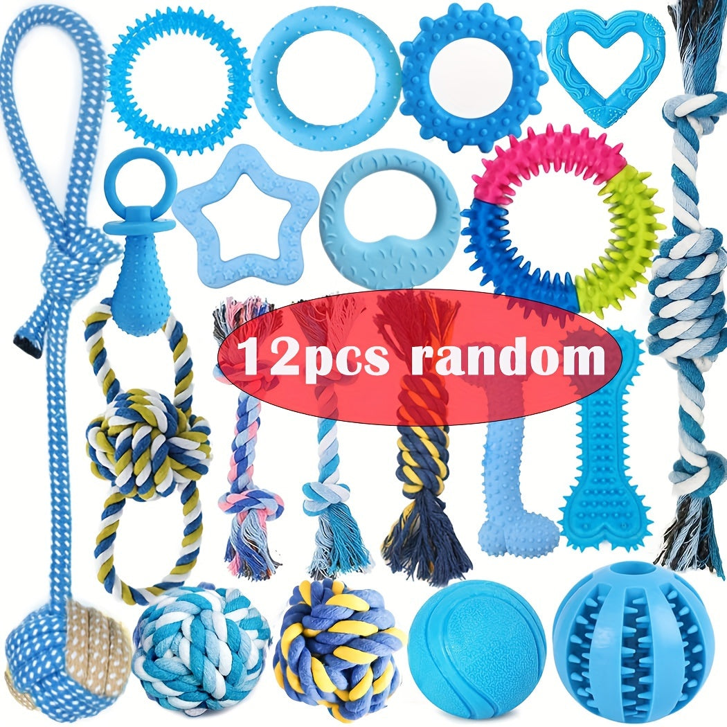 Lot de jouets de dentition pour chiots – Assortiment de jouets à mâcher, cordes, jouets couineurs et balles à friandises pour petits et moyens chiens, cadeau idéal pour Noël, Halloween et les anniversaires des chiots
